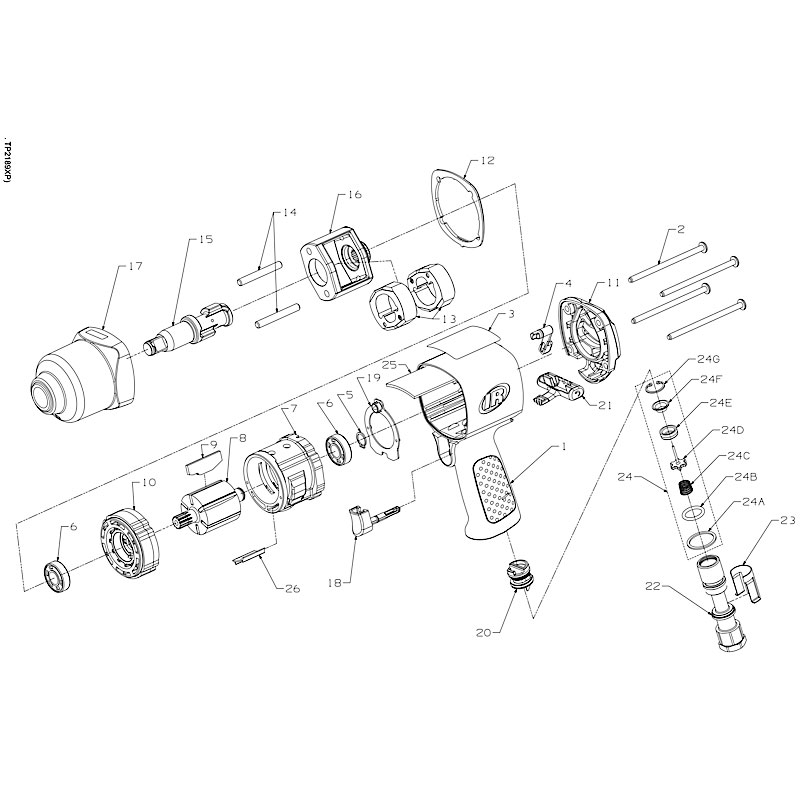Diagram Diagram and Parts List for IR2130XP  Ingersoll Rand Wrench